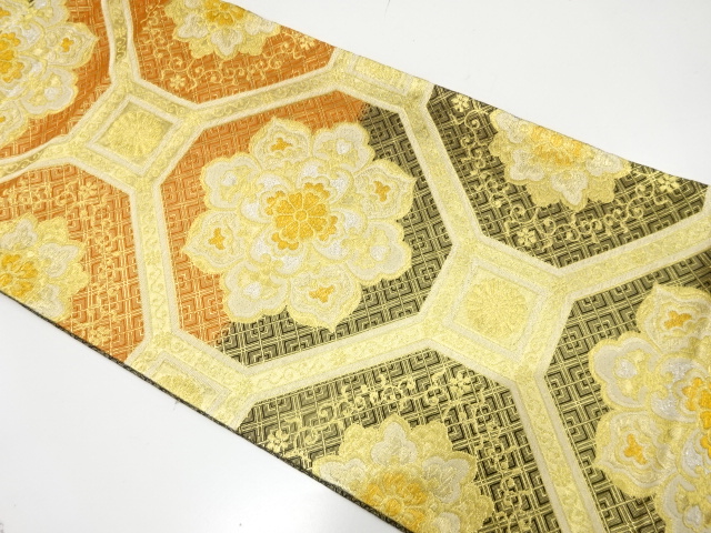 JAPANESE KIMONO / FUKURO OBI / SILK / SAGANISHIKI / WOVEN FLORAL SHOKKO